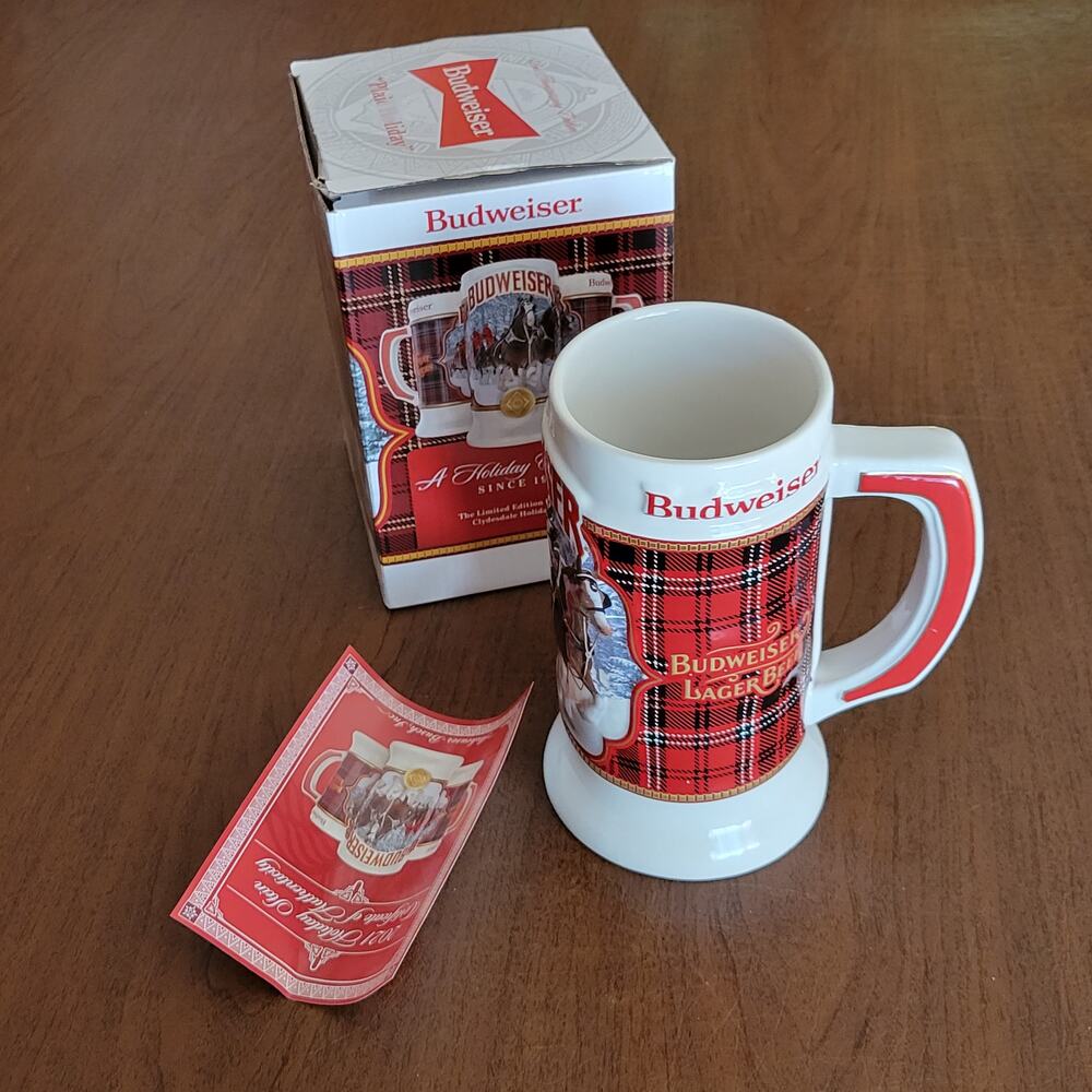2021 Budweiser Stein Plaid Holiday Annual Christmas collection series New